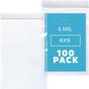 GPI - 6 Mil, Extra Heavy-Duty, 6" x 9" Clear Plastic Reclosable Zip Bags, Quart Puncture-Resistant, Strong Resealable Poly Bags, With Lock Zipper Seal, For Screws, Nuts, Bolts & Constuction, 100 Count