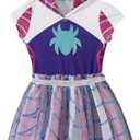 Marvel Spidey & His Amazing Friends Ghost Spider Girls Cosplay Hooded Tulle Dress for Toddler and Big Kids Size 5