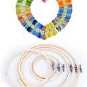 Embroidery Kit for Beginners Adult, 6 PCS Bamboo Embroidery Hoops and 50 Color Threads, Cross Stitch Tools Set, Adjustable Cross Stitch Hoop, Cross Stitch Supplies Friendship Bracelets String