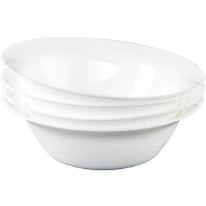 Soup Bowls Set of 4, Tempered Glass White Cereal Bowls, 20 OZ Round Dish Set, Microwave & Dishwasher Safe Glass Bowl Set