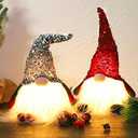 Juegoal 12" Lighted Christmas Gnome, Handmade Sequins Hat Scandinavian Swedish Tomte, Light Up Elf Toy Holiday Present, Battery Operated Winter Tabletop Christmas Decorations, 2 Set
