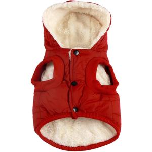 Fleece Lining Extra Warm Dog Hoodie in Winter,Small Dog Jacket Puppy Coats with Hooded,Red XS