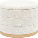 Round Storage Ottoman with Tray, Wood Grain Leather
Chenille Folding Foot Rest Coffee Table for Living Room Bedroom Dorm