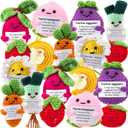18 Pcs Mixed Positive Animal Emotional Dolls Bulk Encouragement Emotional Knitted Crochet Gifts with Positive Words for Friends Coworker Decorations for Home Office