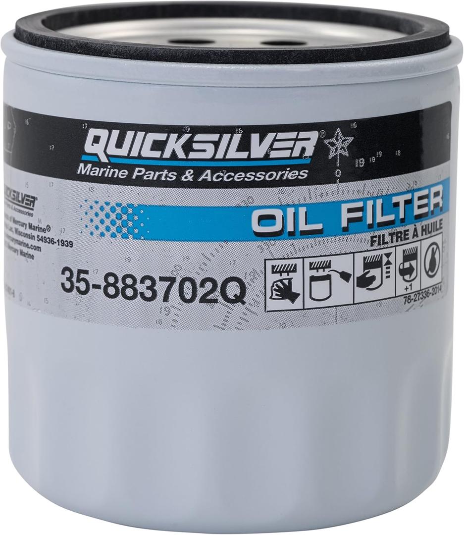 Quicksilver 883702Q Engine Block Mount Oil Filter for V-6 MerCruiser Stern Drive Engines
