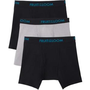 Fruit of the Loom Men's Breathable Boxer Briefs, Moisture Wicking Underwear, Assorted Color Multipacks (Cotton Mesh - Black/Grey, Size XL)