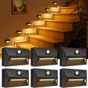 VOLISUN Motion Sensor Stair Light Rechargeable 6 Pack, Night Lights 3 Modes & 3 Color Temperatures, Magnetic Rechargeable Stick-On Lights for Stairs, Hallway, Cabinet(Black)
