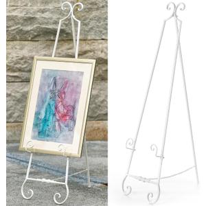 Large Easel Stand for Display, Heavy Duty Metal Easel for Wedding Sign, Mirror, Picture, White Easel, 16" W X 25" D X 57" H, No Assembly Required