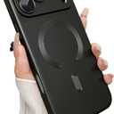 Magnetic for iPhone 17 Pro Max Case, with Camera Lens Protector, Compatible with Magnetic, Slim Shockproof Bumper Soft Silicone Metallic Luster Phone Case for iPhone 17 Pro Max, Black