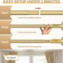 Gold Tension Curtain Rod 41-126 In, Outdoor Curtain Rod | No Drilling for Window,Heavy Duty Shower Rod,Rod Diameter 1.26In-One-bond stretching