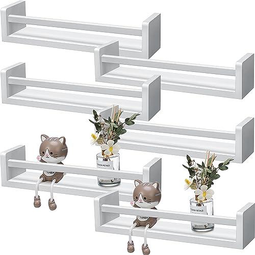 Kigley 2 Pcs Nursery Book Shelves Wall Bookshelf Book Shelf for Kids Rooms White Floating Shelves Wall Mounted Wood Shelves for Wall Bedroom Bathroom Baby Girls Teen Books Toy Decoration Storage