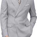 Mens Double Breasted Suit Slim Fit Solid Suit Jacket and Dress Pants 2 Piece Set Prom Wedding Suits for Men, Medium