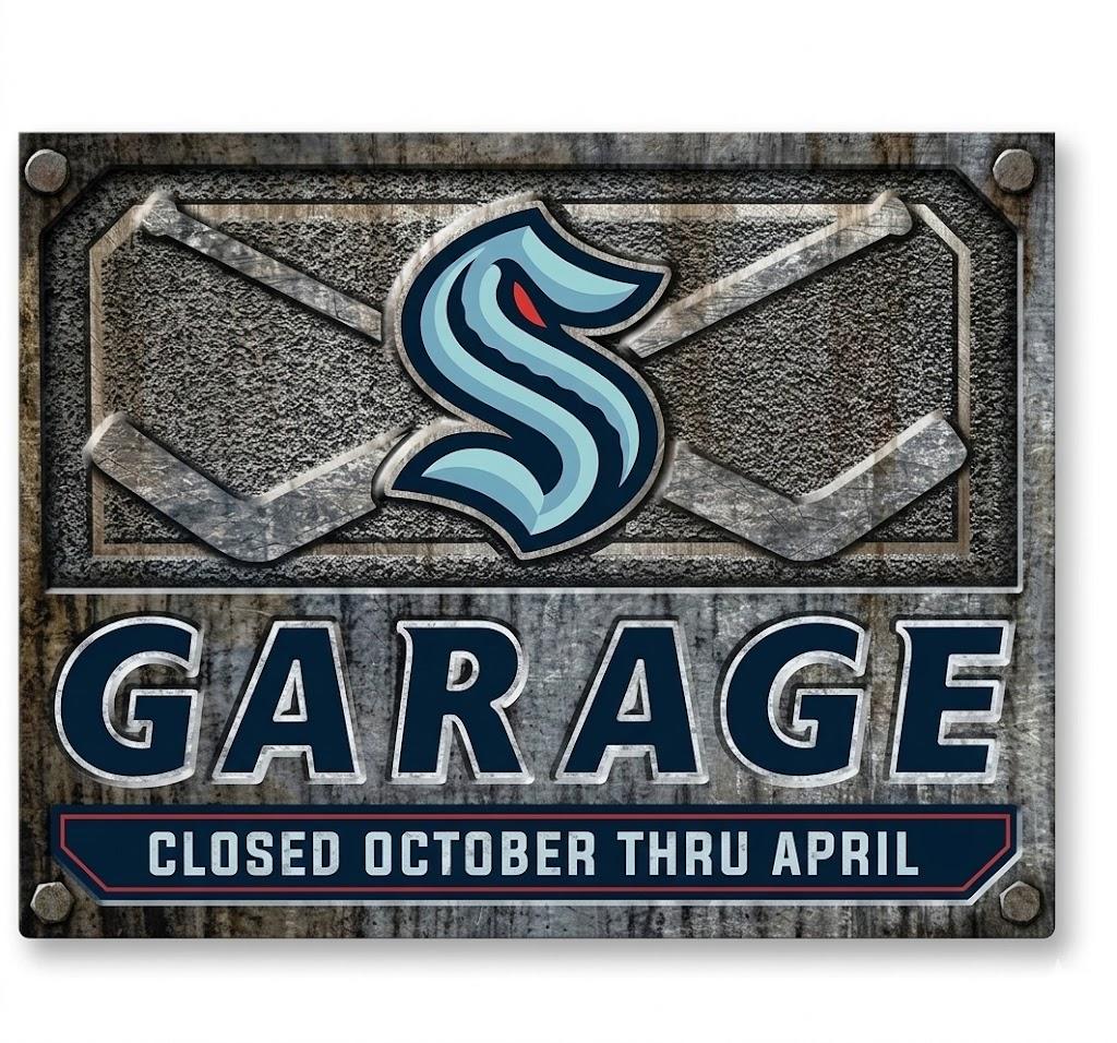 Seattle Kraken Customizable Garage Closed Sign, 16"×12"