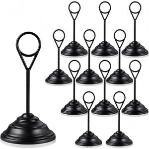 12 Pcs Wedding Table Number Holders Metal Black Small Card Holder, 4.7 Inch