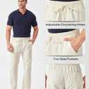 Zylioo 33"/35" Inseam Tall Linen Pants, Extra Long Pants for Men, Wide Leg Summer Pants for Men Lightweight Casual (Gray)