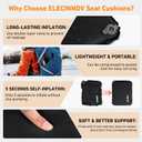Inflatable Seat Cushion, Self Inflating Memory Foam Portable Stadium Seat Cushions for Bleachers Lightweight Camping Comfort Airplane Cushion for Long Flights Outdoor Events