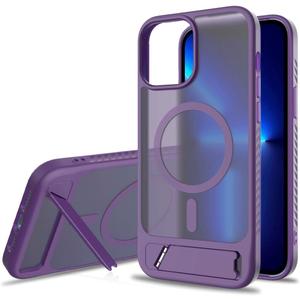 Magnetic Compatible with iPhone 12 Pro Max & iPhone 13 Pro Max Case, [Built-in Invisible Kickstand][Compatible with Mag-Safe]Slim Translucent Matte Phone Case for iPhone 12/13 Pro Max, Purple