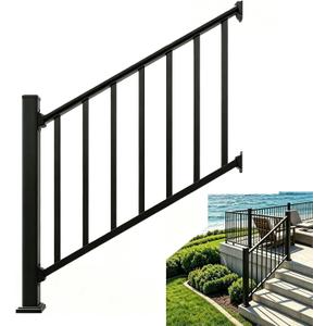 Atemou Aluminum Deck Railing Kit, Modular 36 in H. x 4 Ft W Stair Railing Kit for Outdoor Steps,Heavy Duty Balustrade System for Deck, Porch, Patio & Balcony(1 Post, 1 Panel)