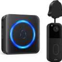 Wireless Doorbell Chime Compatible with Blink Video Doorbell (1st & 2nd Gen), Indoor Plug-in Receiver & Wired Transmitter Kit, 58 Melodies, 5 Volume Levels (1Video Doorbell Extender 1 Chime) (Black)