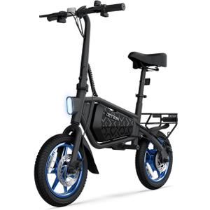 Jetson Bolt Folding Electric Ride-On Bike, Easy-Folding, Built-in Carrying Handle, Twist Throttle, Up to 15.5 MPH, Ages 13+ (Black X)