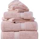 Superior Egyptian Cotton Pile 6 Piece Towel Set, Includes 2 Bath, 2 Hand, 2 Face Towels/Washcloths, Ultra Soft Luxury Towels, Thick Plush Essentials, Guest Bath, Spa, Hotel Bathroom, Tea Rose