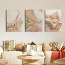 Framed 3Pcs Neutral Abstract Canvas Prints Wall Art 16x24 inches, 16x24Framed