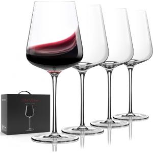 Wine Glasses Set of 4, Crystal Hand Blown Red/White Wine Glass with Stem-17 oz, Dishwasher Safe, Unique Gift for Wedding, Birthday, Anniversaries, Father's Day
