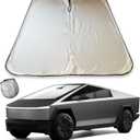 Windshield Sunshade for Tesla Cybertruck 2024 2025, Custom Fit Foldable Front Window Sun Shade UV Block Heat Insulation Protector with Storage Bag