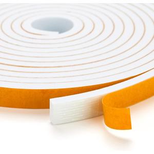 16 Feet Weather Stripping Door Seal- 1" Wide X 3/4" Thick Door Bottom Seal Strip High Density Foam Tape Adhesive Rubber Strip for Door Soundproofing,Window Insulation (1" x 3/4" x 16FT,White)