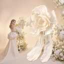 Geetery 5.9 ft Giant Artificial Flowers White Large Wedding Paper Flower for Decoration Artificial Faux Floral Backdrop for Wedding Birthday Party Bridal Shower Supplies