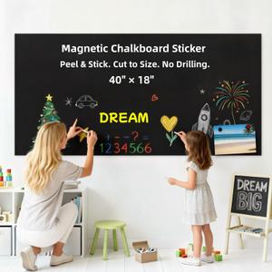 MOOJOU Jumbo Magnetic Chalkboard 75x40 Inch – Peel & Stick for Conference