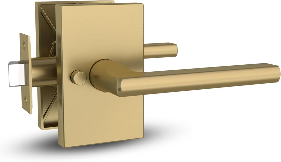 Mega Handles Glamor Privacy, Lever & Lock Door Handle Set for Hallway, Closet and Bathroom, Keyless Lock, Heavy Duty Door Levers, Fits All Standard Door Sizes, Screws Included - Satin Brass (1 Pack)