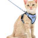 Dooradar Cat Harness and Leash Set, Escape Proof Safe Adjustable Kitten Vest Harnesses for Walking, Easy Control Soft Breathable Mesh Jacket with Reflective Strips for Cats, Light Blue, S