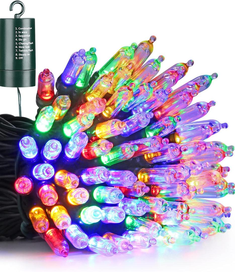 Flacchi Multicolor Christmas Lights 100 LED 33 ft Battery Operated String Lights Waterproof 8 Modes & Auto Timer Mini Lights for Party, Xmas Decorations, Outdoor & Indoor Decor