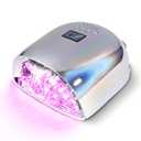 BIDUO 52 Beads Professional Nail Lamp,Cordless LED UV Light for Gel Nails,Electroplated Mirror-Finish Inner Wall and Base Plate,Rechargeable 18000 mAh Battery,84W High Power (Holographic Silver)​
