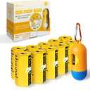 Dog Poop Bags-150 Counts with Holder (10 Rolls), Biodegradable Poop Bags, Eco-friendly and Easy to Open, Thick Dog Waste Bags (Yellow)