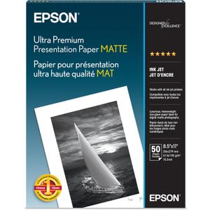 Epson Ultra Premium Presentation Paper MATTE (8.5x11 Inches, 50 Sheets) (S041341),White