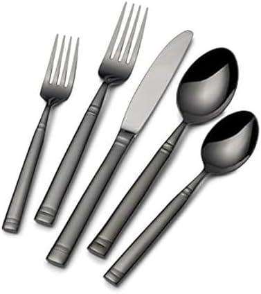 Towle Living Stephanie Noir 20-Piece Forged Stainless Steel Flatware Set, Service for 4