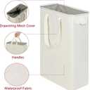 efluky Slim Laundry Basket, Narrow Laundry Hamper with Handles, Collapsible Dirty Clothes Hamper, Tall Laundry Bin for Laundry Room, Dorm and Bedroom, 19.8 Gallon (75L) Beige