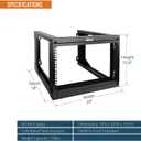 Tecmojo 6U Wall Mount Server Rack, Open Frame Network Rack for 19" Computer/AV/Data/IT/Media Equipment, 18" Depth, 16" Apart Mounting Holes, Swing Gate, Square and Tapped Holes