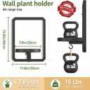LASZOLA Plant Hangers Holder Wall Mount for Indoor Window, 2 Pack Floating Flower Stand Shelf with Hooks, Metal Picture Frame Hanging Planter Display Decor for Kitchen Bathroom, Black