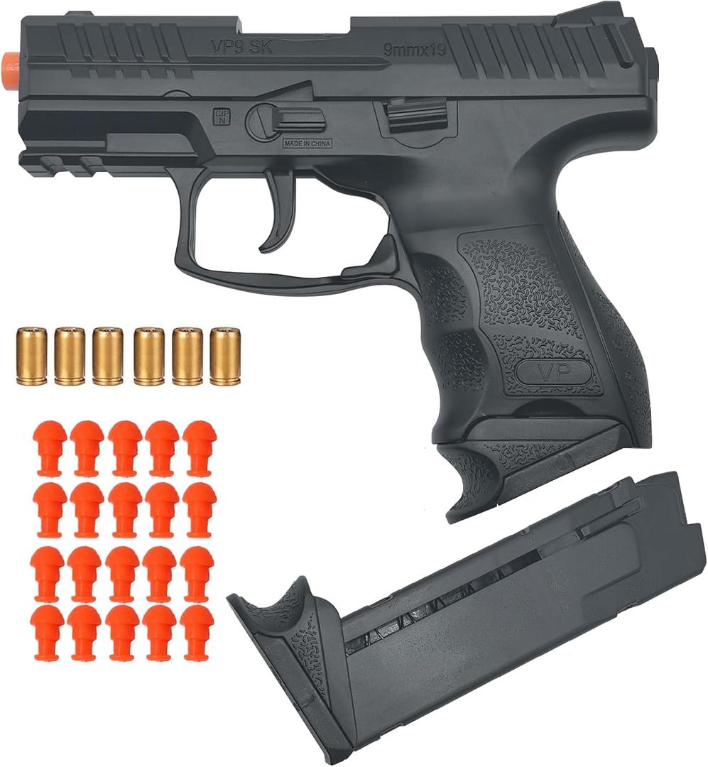 Dreamplay Shell Ejecting Toy Gun, VP9 Realistic Automatic Pull Back Action Shooting Games Education Model Toy for Kids Gifts