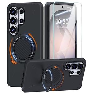 JAME for Samsung Galaxy S26 Ultra Case, Ring Holder Stand Kickstand, Dual Layer Shockproof Protective Cover with Screen Protector, Magnetic Accessory Friendly Galaxy S26 Ultra Phone Case 6.9", Black