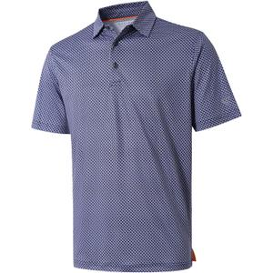 Golf Shirts for Men Dry Fit Short Sleeve Print Performance Moisture Wicking Polo Shirt (Blue) 5XL