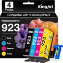 Kingjet 923 Ink Cartridges Combo Pack Replacement for HP 923 Ink Cartridges for HP Printers, Work for HP OfficeJet Pro 8130e 8135e 8139e 8138e 8122e 8124e 8120e Printer for HP923 Ink, 4-Pack