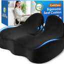 CushZone Seat Cushion, Ergonomic Memory Foam Seat Cushions for Office Chairs, Car, Long Trip, Desk Chair, Lab, Extra Large Size for Sciatica & Hip & Tailbone Pain Relief, Sciatica Support (Black)