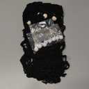 Stuffed Animal Storage Macrame Hammock w/String Lights for Flat Walls, Large - Boho Room Decor Toy Storage - Hanging Plushie Stuffed Animal Net Organizer (Black)