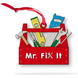 Wooden Tool Box Ornaments for Christmas Tree Dcor, Handyman Toolbox Tool Kit Xmas Ornament with Hammer Wrench, Construction Tools Chest Keepsake Gift for Carpenter Craftsman Artisan Builder Mr Fix It
