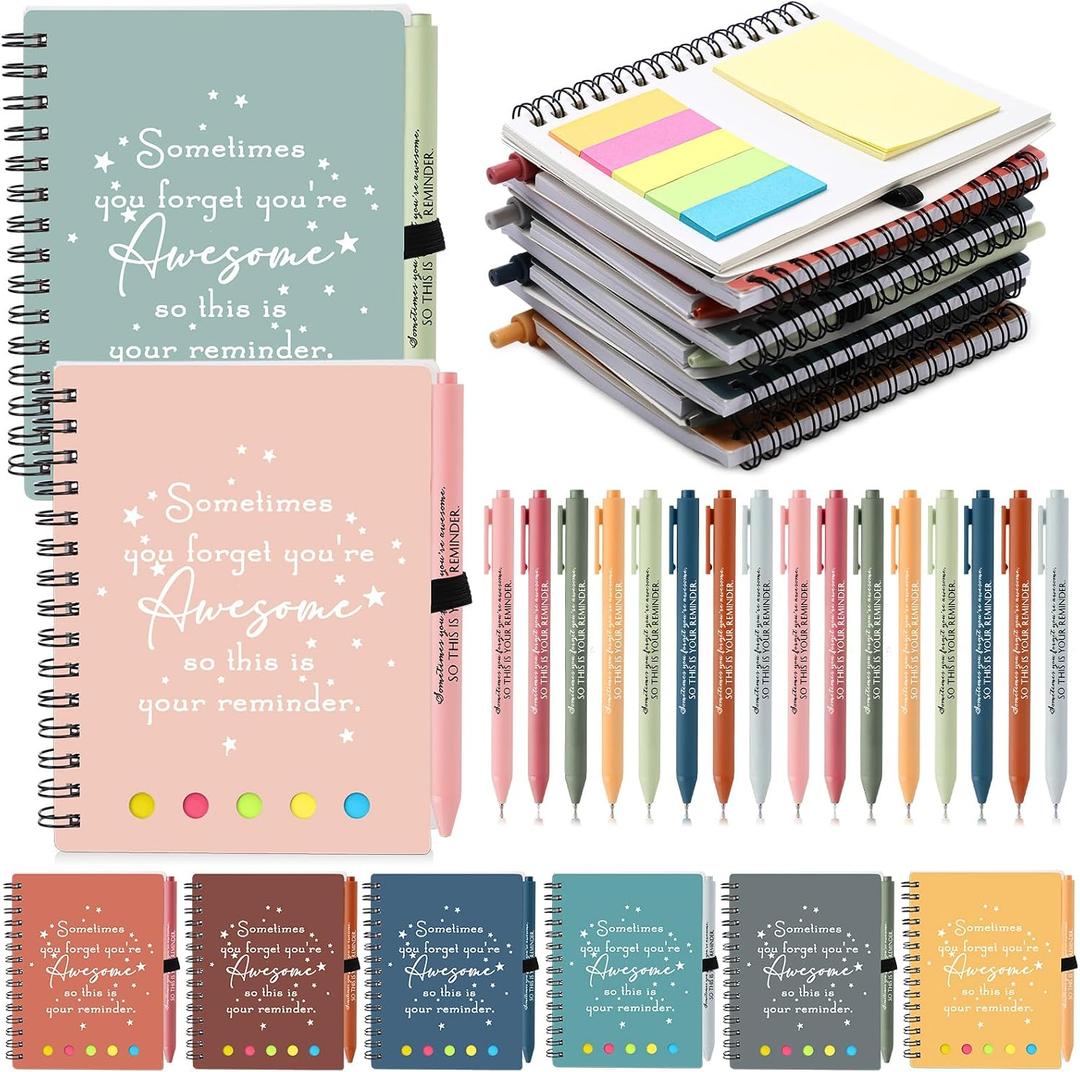 Resurhang 24 Set Cna Nurse Week Gifts Employee Appreciation Gift for Coworker Staff Thank You A6 Spiral Notebook Planner with Sticky Note Ballpoint Pen for Office (Light Color)