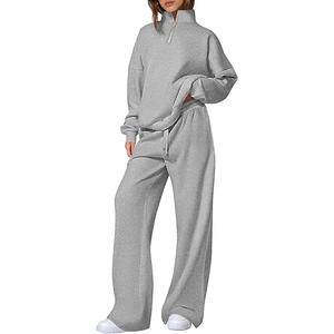PRETTYGARDEN Womens Casual Two Piece Sets Fall 2026 Outfits Quarter Zip Sweatshirts Straight Leg Pants Sweatsuits Tracksuit Mint Size L